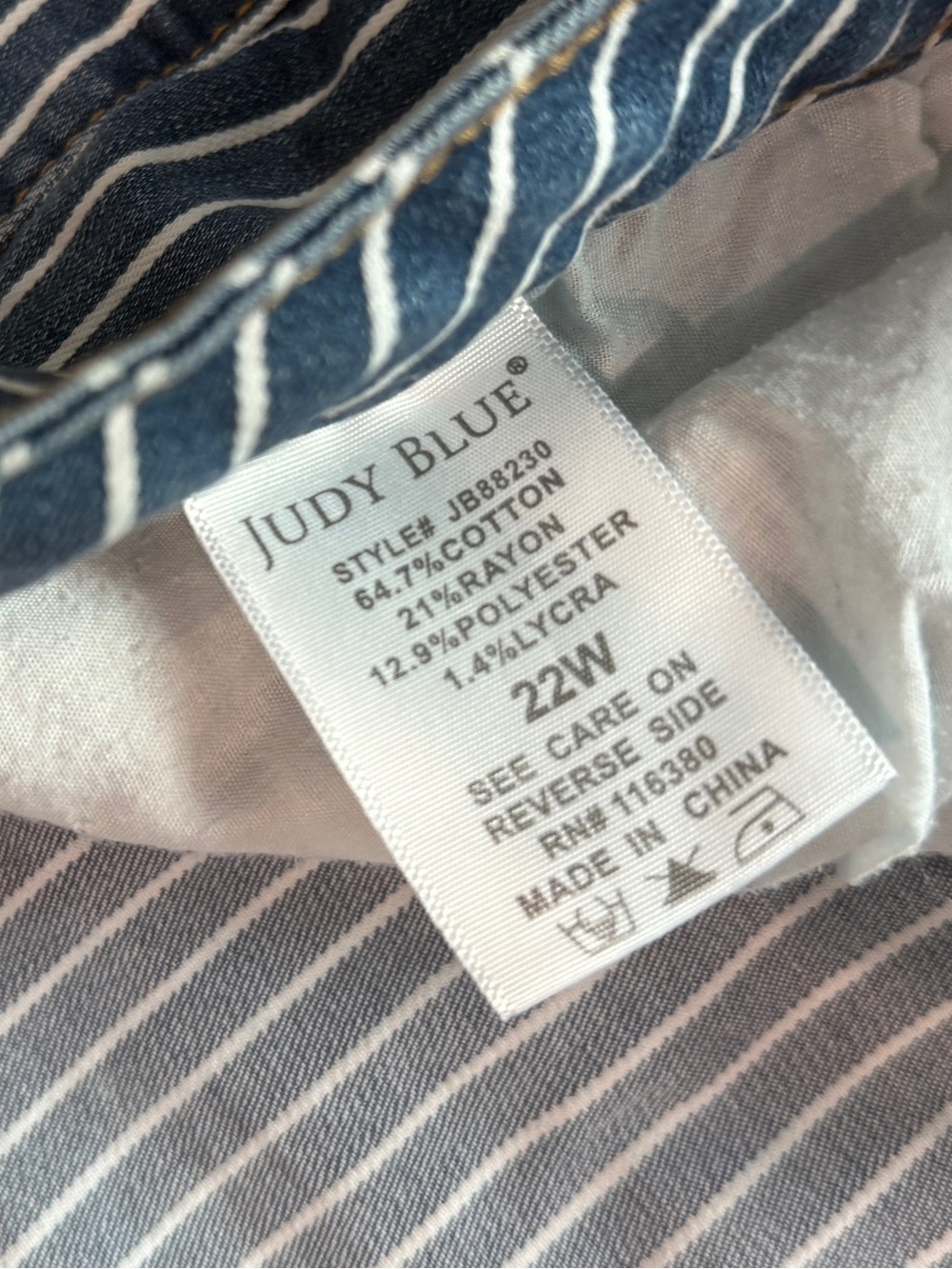 Judy Blue Super Flare Jeans Striped High Rise Stretch Denim Women 22W JB88230 - Picture 7 of 9